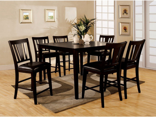 Bridgette Espresso 7 Pc. Sq. Counter Height Table Set - Ornate Home
