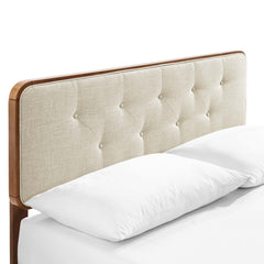 Bridgette Walnut/Beige Wood Full Platform Bed With Angular Frame - Ornate Home