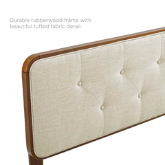Bridgette Walnut/Beige Wood Full Platform Bed With Angular Frame - Ornate Home