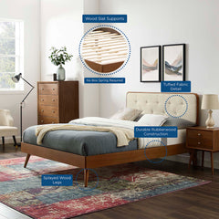 Bridgette Walnut/Beige Wood King Platform Bed With Splayed Legs - Ornate Home