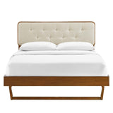 Bridgette Walnut/Beige Wood Queen Platform Bed With Angular Frame - Ornate Home