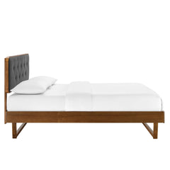 Bridgette Walnut/Charcoal Wood Full Platform Bed With Angular Frame - Ornate Home