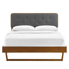 Bridgette Walnut/Charcoal Wood Full Platform Bed With Angular Frame - Ornate Home