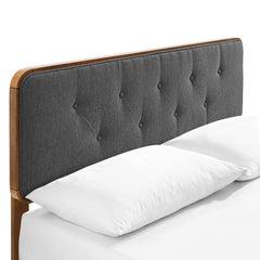 Bridgette Walnut/Charcoal Wood Full Platform Bed With Angular Frame - Ornate Home
