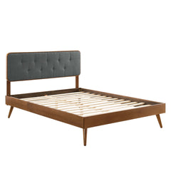 Bridgette Walnut/Charcoal Wood Full Platform Bed With Splayed Legs - Ornate Home