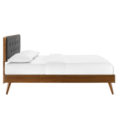 Bridgette Walnut/Charcoal Wood Full Platform Bed With Splayed Legs - Ornate Home