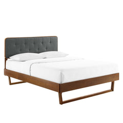 Bridgette Walnut/Charcoal Wood King Platform Bed With Angular Frame - Ornate Home