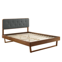 Bridgette Walnut/Charcoal Wood King Platform Bed With Angular Frame - Ornate Home
