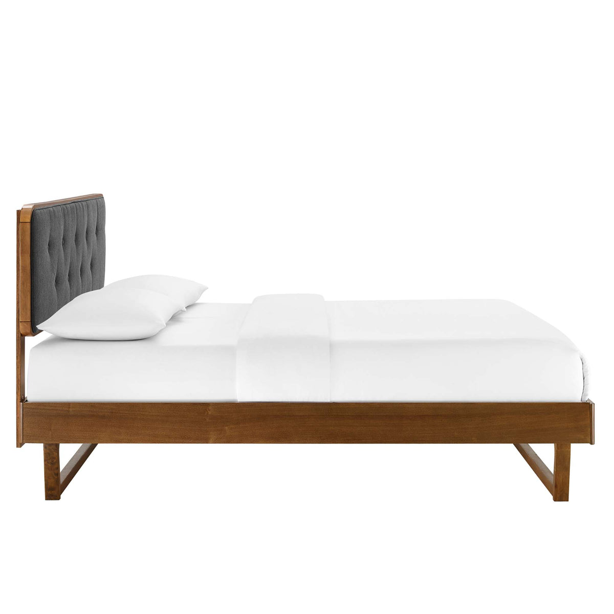 Bridgette Walnut/Charcoal Wood King Platform Bed With Angular Frame - Ornate Home