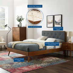 Bridgette Walnut/Charcoal Wood King Platform Bed With Splayed Legs - Ornate Home