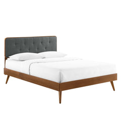 Bridgette Walnut/Charcoal Wood Queen Platform Bed With Splayed Legs - Ornate Home