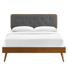 Bridgette Walnut/Charcoal Wood Queen Platform Bed With Splayed Legs - Ornate Home