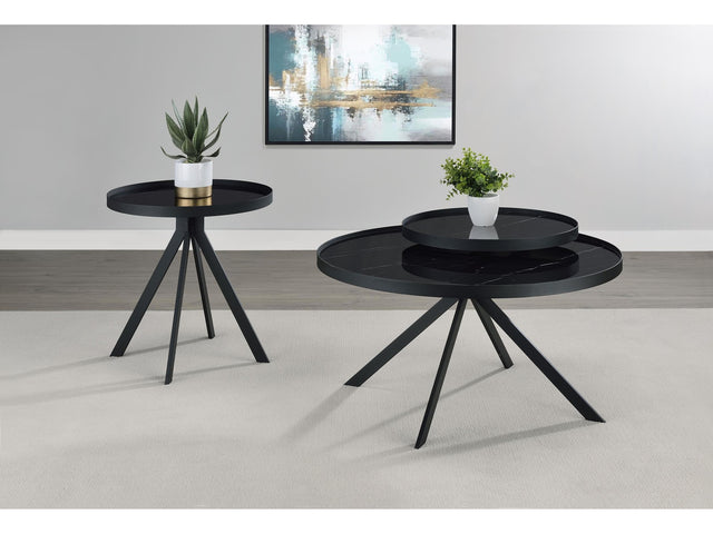 Briggs Black 2-piece Round Coffee and End Table Set - Ornate Home