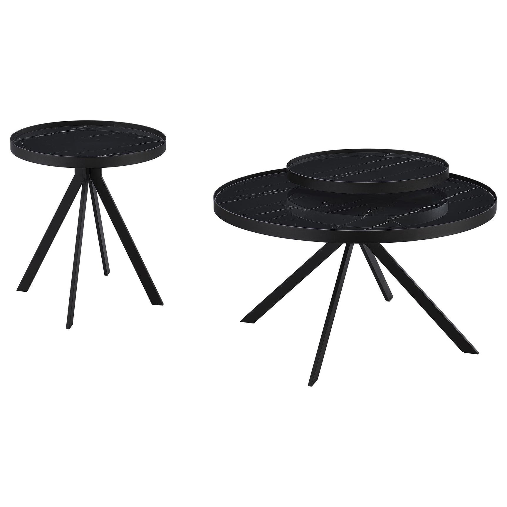 Briggs Black 2-piece Round Coffee and End Table Set - Ornate Home