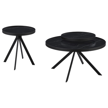 Briggs Black 2-piece Round Coffee and End Table Set - Ornate Home