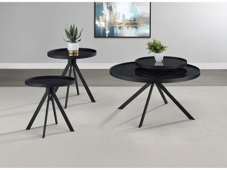 Briggs Black 3-piece Round Coffee and End Table Set - Ornate Home