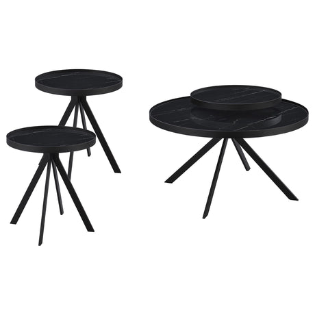 Briggs Black 3-piece Round Coffee and End Table Set - Ornate Home