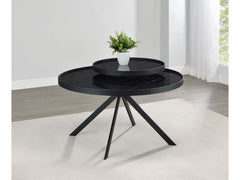 Briggs Black Round Marble Printed Glass Top Coffee Table - Ornate Home