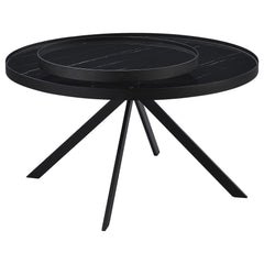 Briggs Black Round Marble Printed Glass Top Coffee Table - Ornate Home