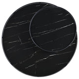 Briggs Black Round Marble Printed Glass Top Coffee Table - Ornate Home