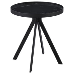Briggs Black Round Marble Printed Glass Top End Table - Ornate Home
