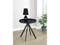 Briggs Black Round Marble Printed Glass Top End Table - Ornate Home