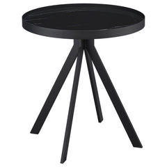 Briggs Black Round Marble Printed Glass Top End Table - Ornate Home