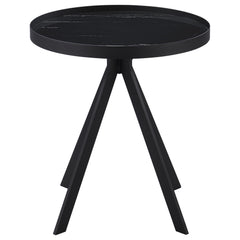 Briggs Black Round Marble Printed Glass Top End Table - Ornate Home