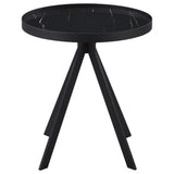 Briggs Black Round Marble Printed Glass Top End Table - Ornate Home