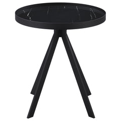 Briggs Black Round Marble Printed Glass Top End Table - Ornate Home
