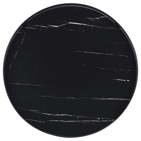 Briggs Black Round Marble Printed Glass Top End Table - Ornate Home