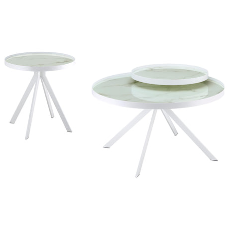 Briggs White 2-piece Round Coffee and End Table Set - Ornate Home