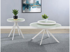 Briggs White 2-piece Round Coffee and End Table Set - Ornate Home