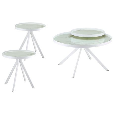 Briggs White 3-piece Round Coffee and End Table Set - Ornate Home