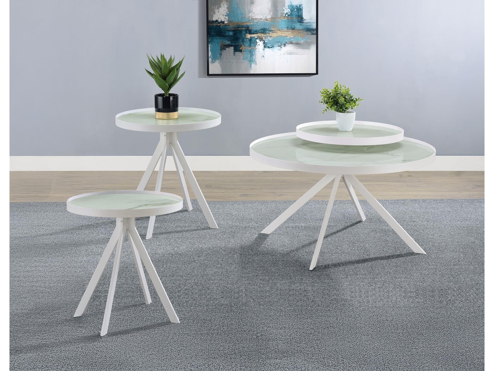 Briggs White 3-piece Round Coffee and End Table Set - Ornate Home