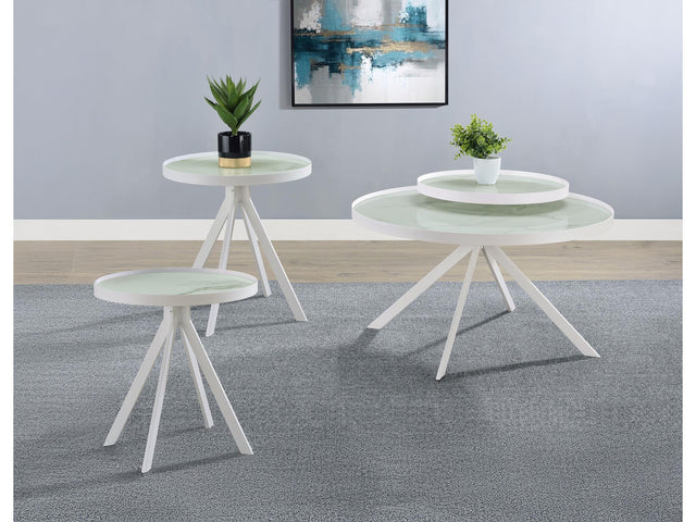 Briggs White 3-piece Round Coffee and End Table Set - Ornate Home