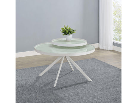 Briggs White Round Marble Printed Glass Top Coffee Table - Ornate Home