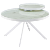 Briggs White Round Marble Printed Glass Top Coffee Table - Ornate Home
