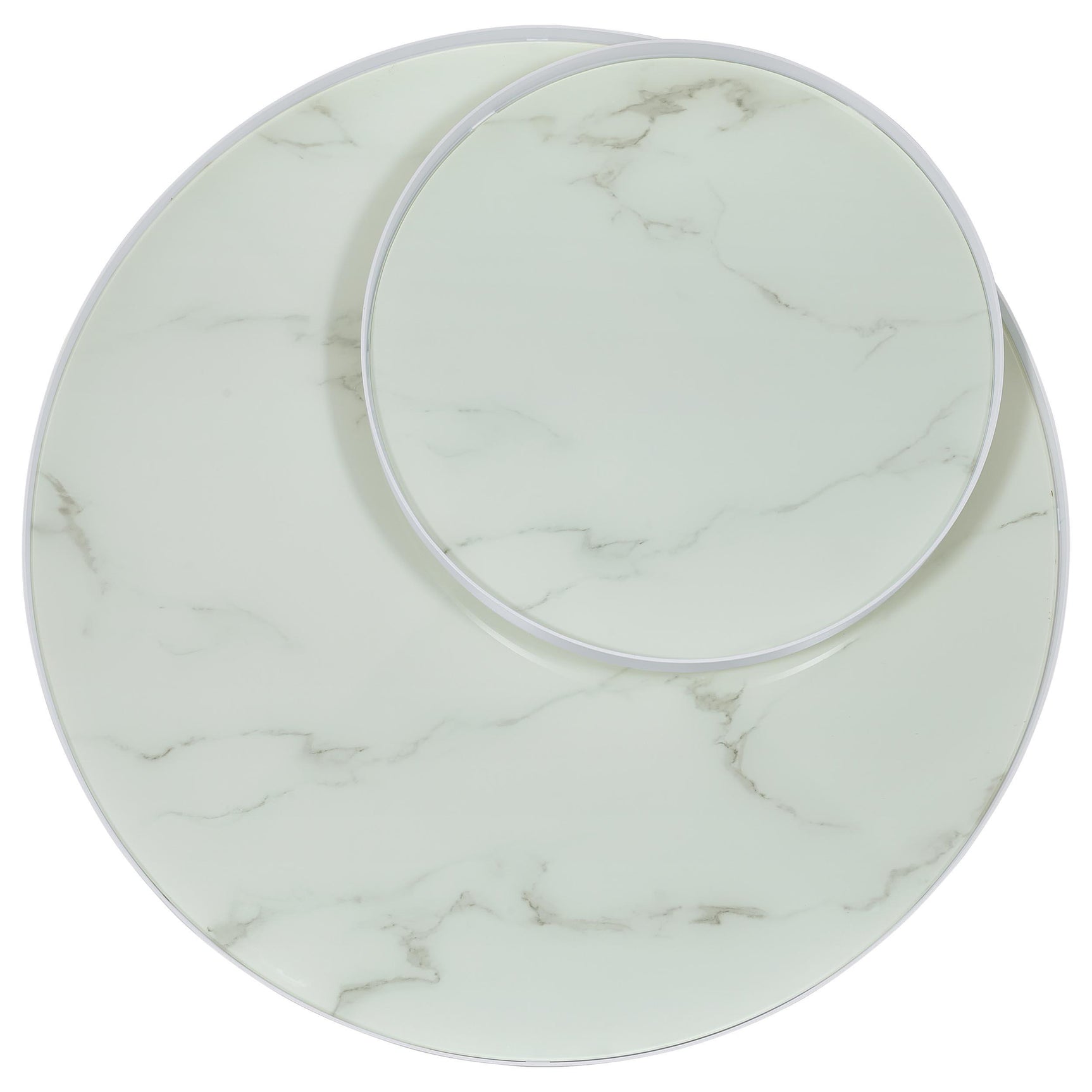 Briggs White Round Marble Printed Glass Top Coffee Table - Ornate Home