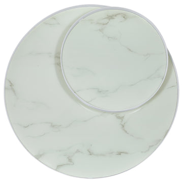 Briggs White Round Marble Printed Glass Top Coffee Table - Ornate Home