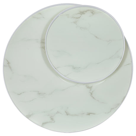 Briggs White Round Marble Printed Glass Top Coffee Table - Ornate Home