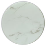 Briggs White Round Marble Printed Glass Top End Side Table - Ornate Home