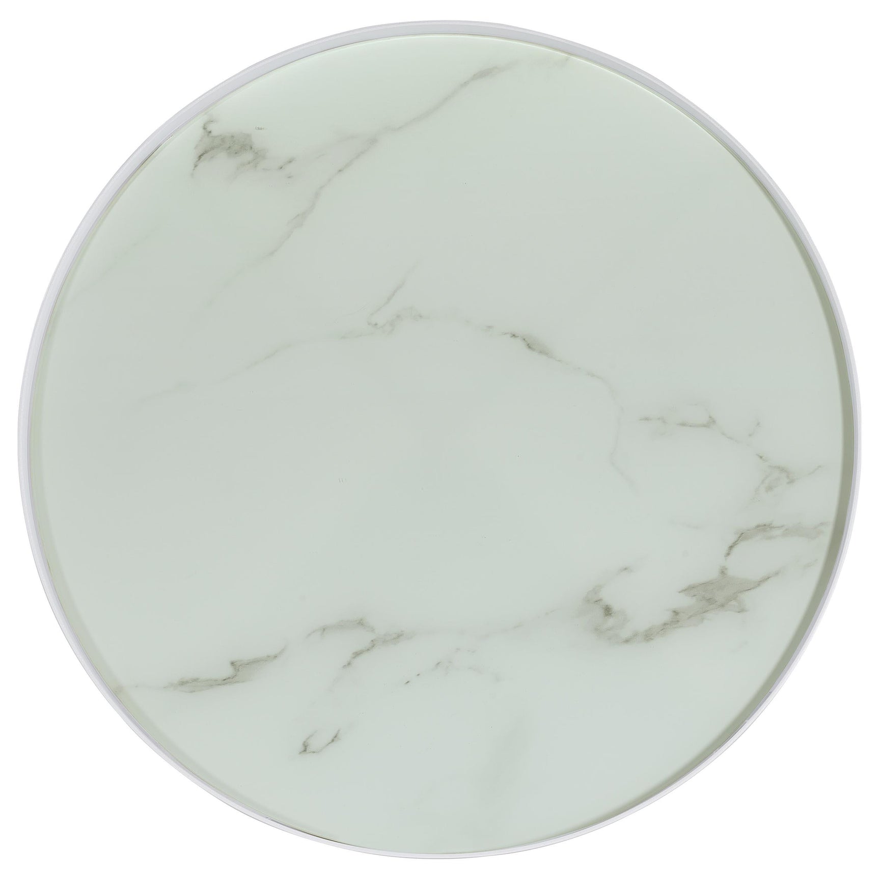Briggs White Round Marble Printed Glass Top End Side Table - Ornate Home