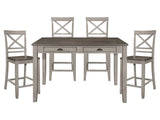 Brightleaf Brown / Light Gray 5-piece Dinig Table Set - Ornate Home