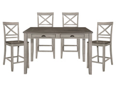 Brightleaf Brown / Light Gray 5-piece Dinig Table Set - Ornate Home