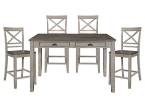 Brightleaf Brown / Light Gray 5-piece Dinig Table Set - Ornate Home