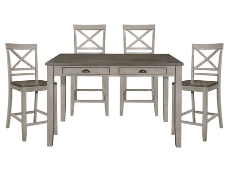 Brightleaf Brown / Light Gray 5-piece Dinig Table Set - Ornate Home