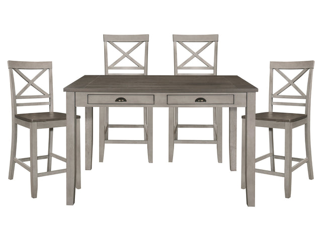 Brightleaf Brown / Light Gray 5-piece Dinig Table Set - Ornate Home
