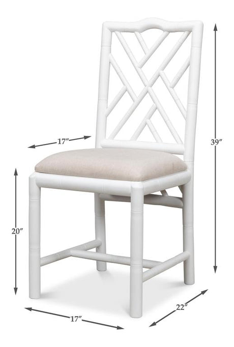 Brighton Bamboo White Side Chair (Set of 2) - Ornate Home