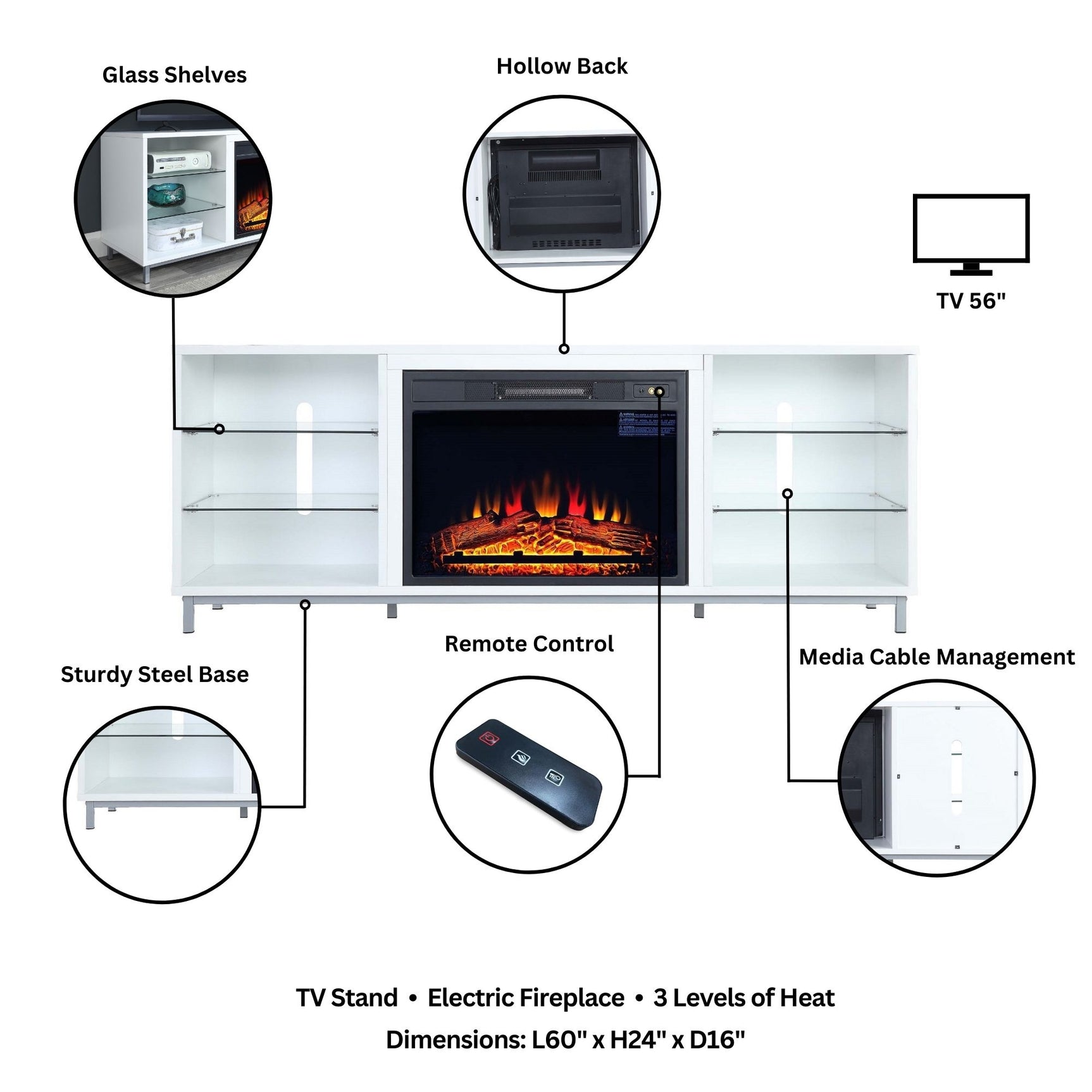 Brighton Fireplace in White - Ornate Home